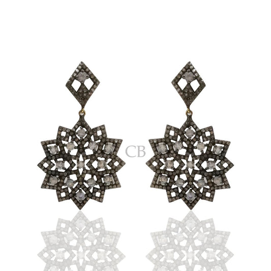 Rainbow Moonstone Diamond Earring