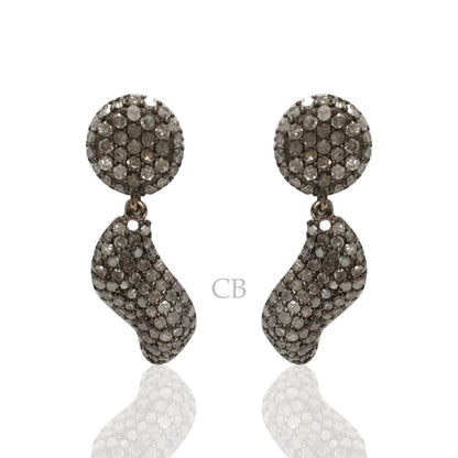 Diamond and Silver Black Rhodium Finish Earring