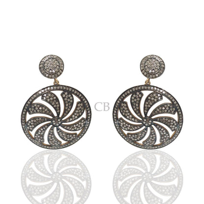 Diamond and Silver Black Rhodium Finish Earrings