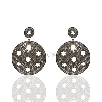 Diamond and Silver Black Rhodium Finish Earrings