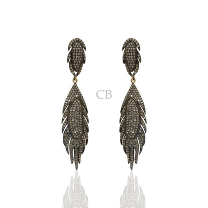 DESIGNER STERLING SILVER PARTY EARRING WITH DIAMONDS AND RUBY
