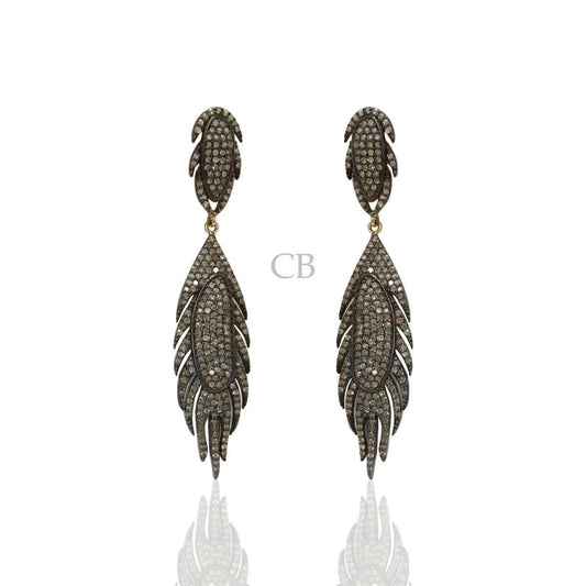 DESIGNER STERLING SILVER PARTY EARRING WITH DIAMONDS AND RUBY