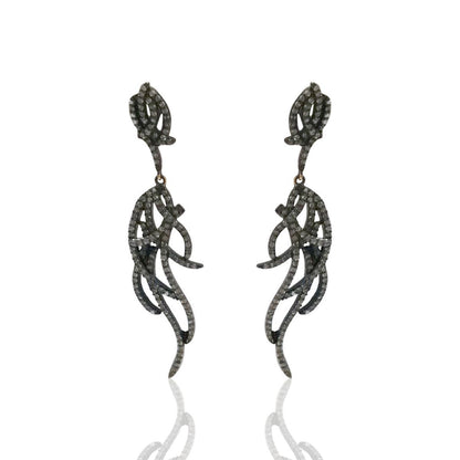 Diamond and Silver Black Rhodium Finish Earring