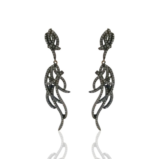 Diamond and Silver Black Rhodium Finish Earring