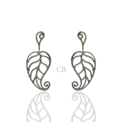 Diamond and Silver Black Rhodium Finish Earrings