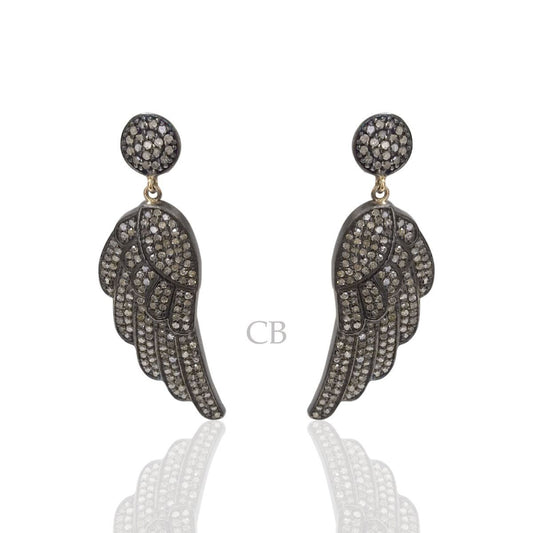Diamond and Silver Black Rhodium Finish Earring