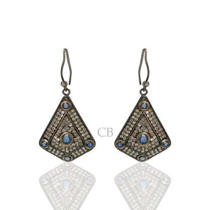 Diamond and Silver Color Stone Round Cut Earrings