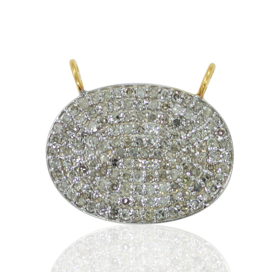 14k Solid Gold Oval Shape Diamond Pendant