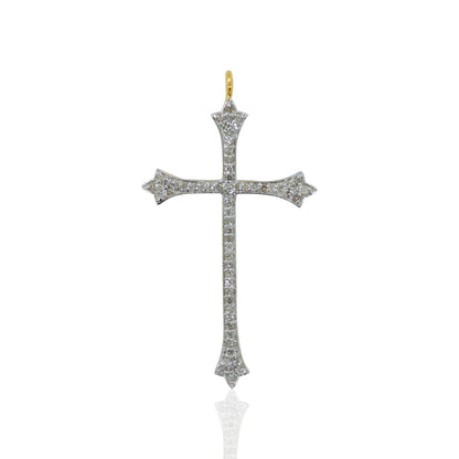 14K Solid Gold Cross Diamond Pendants