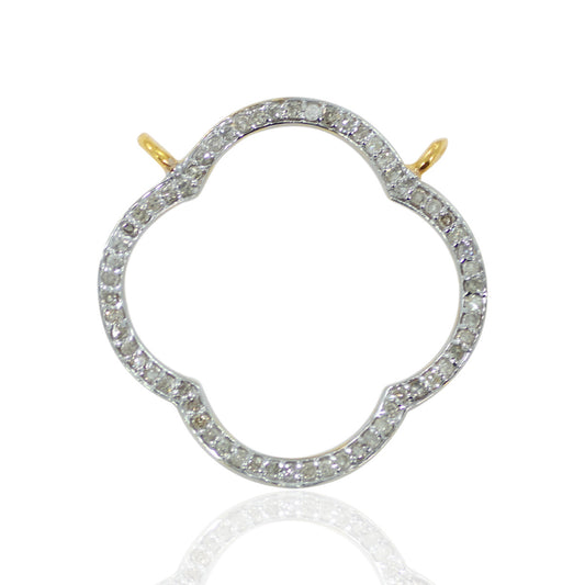 14k Solid Gold Open Shape Diamond Pendants