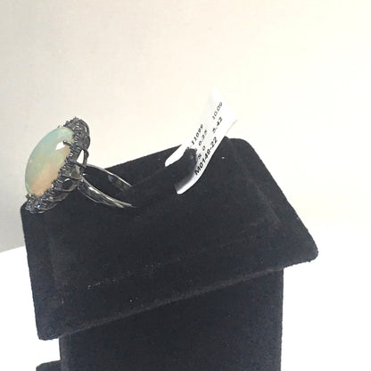 Opal and Blue Sapphire Ring With Diamond