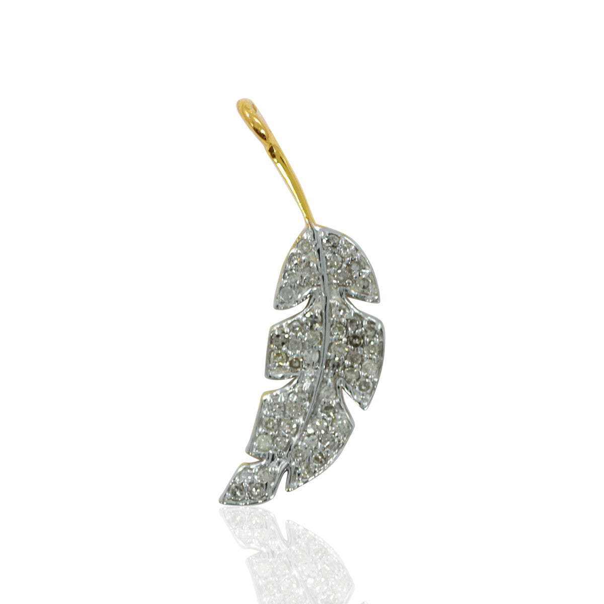 14k Solid Gold Leaf Shape Diamond Charms
