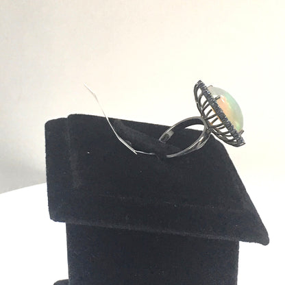 Opal and Blue Sapphire Ring With Diamond