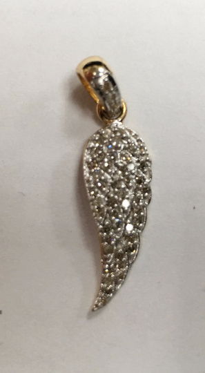14k solid Gold Wings Diamond Pendants. Genuine handmade pave diamond Pendant. Approx Size 1.08 "(8 x 27 mm)