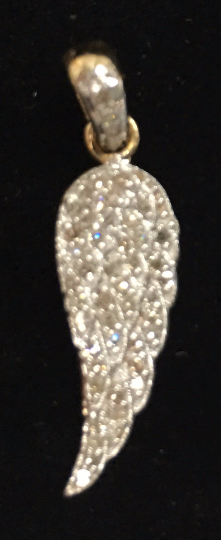 14k solid Gold Wings Diamond Pendants. Genuine handmade pave diamond Pendant. Approx Size 1.08 "(8 x 27 mm)