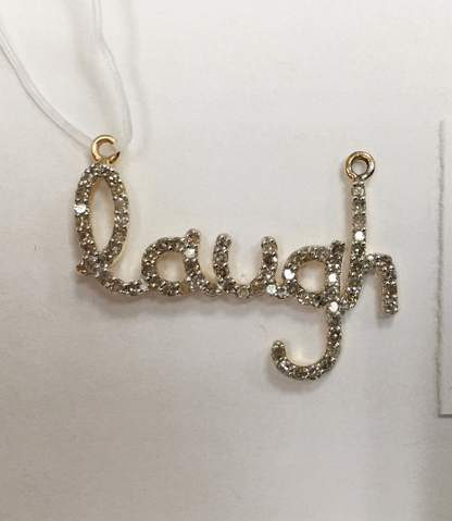 14K Solid Gold Laugh Diamond Pendants. Genuine handmade pave diamond Pendant. Approx Size 0.48 "(12 x 26 mm)