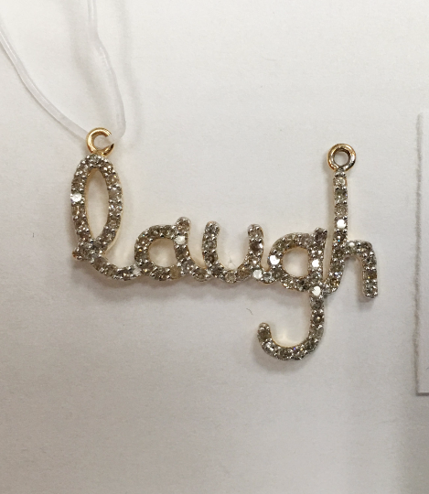 14K Solid Gold Laugh Diamond Pendants. Genuine handmade pave diamond Pendant. Approx Size 0.48 "(12 x 26 mm)