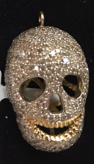 14K Solid Gold Skull Diamond Pendants