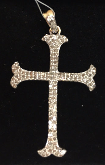 14K Solid Gold Cross Diamond Pendants
