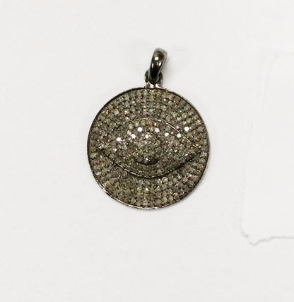 Evil Eye on Disc Diamond Pendant