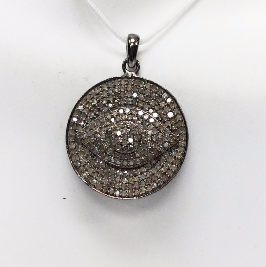 Evil Eye on Disc Diamond Pendant