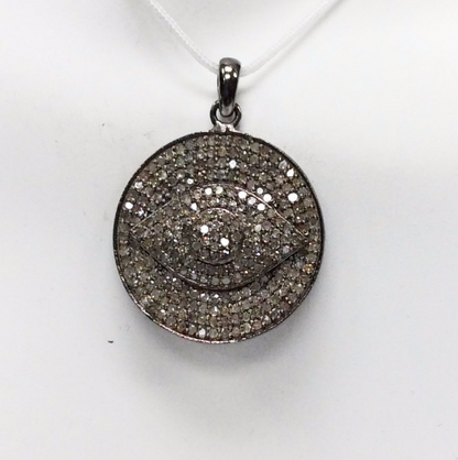 Evil Eye on Disc Diamond Pendant