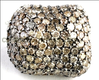 Nugget Shape silver pave diamond beads