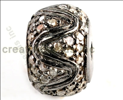 Donut Shape Fancy Design Pave Diamond Beads