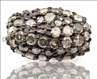 Nugget Shape silver pave diamond beads