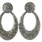 Oval Shape Silver Oxidized Earring with Diamonds