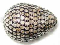 Drop Shape Silver Pave Diamond Beads