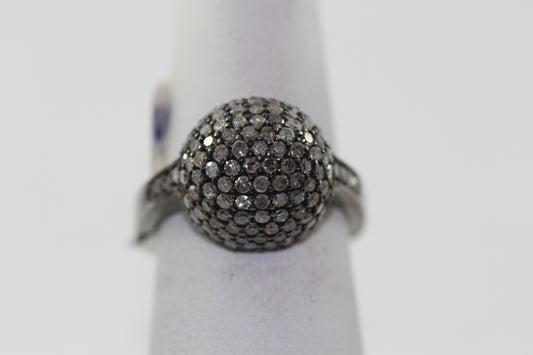 Round Dome Pave Diamond Ring