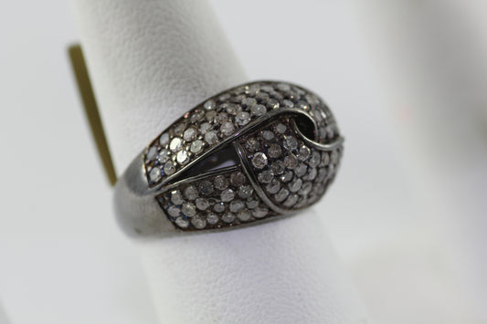 Diamond and Silver Rodium Finish Rings