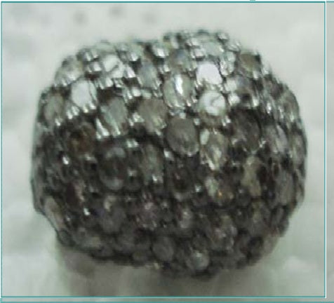 Nugget Shape silver pave diamond beads