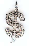 Dollar Sign Shape Silver Diamond Charm
