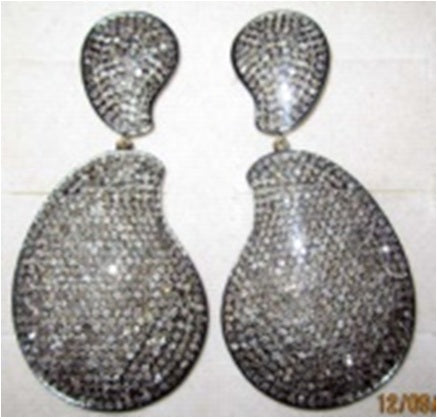 Diamond and Silver Black Rhodium Finish Earring.