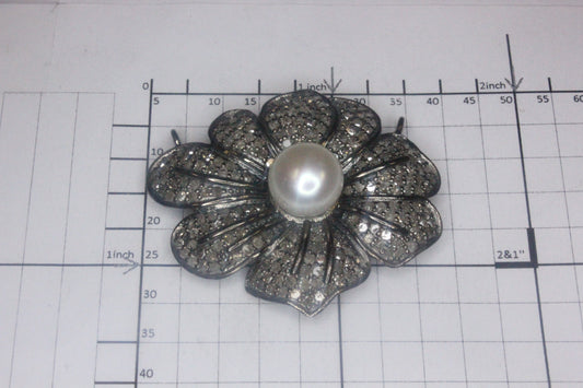 Diamond and Pearl Flower Pendant