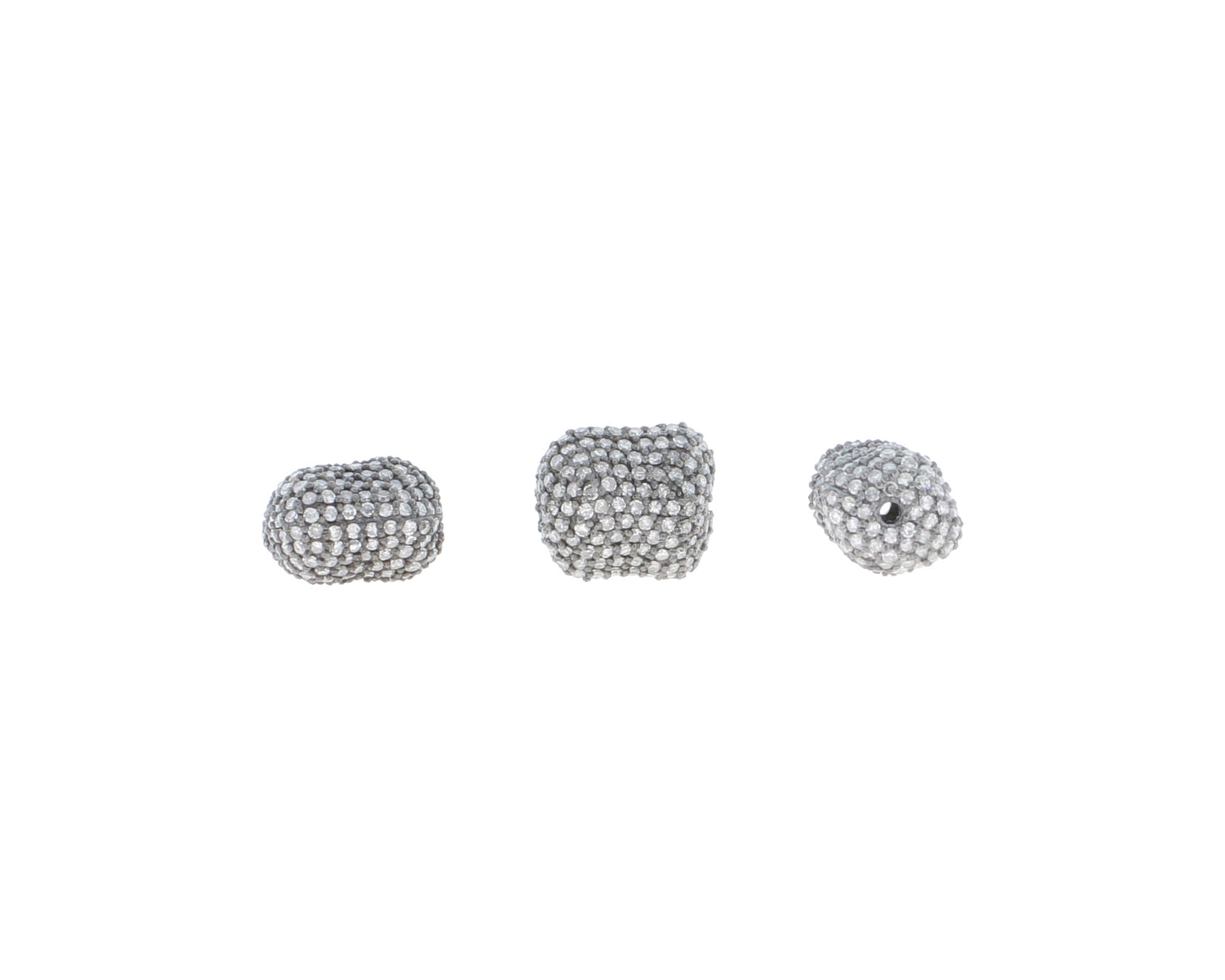Nugget Shape silver pave diamond beads