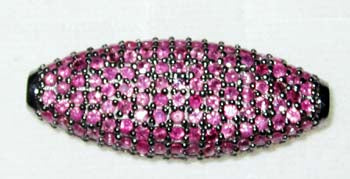 Long Flat Oval Pave Beads Available in Diamond,Blue Sapphire and Ruby