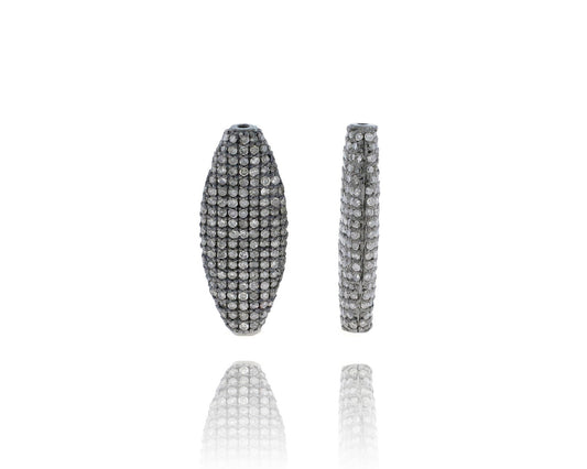 Long Flat Oval Pave Beads Available in Diamond,Blue Sapphire and Ruby