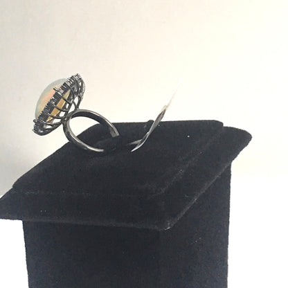Opal and Blue Sapphire Ring With Diamond