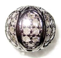 Nugget Shape silver pave diamond beads