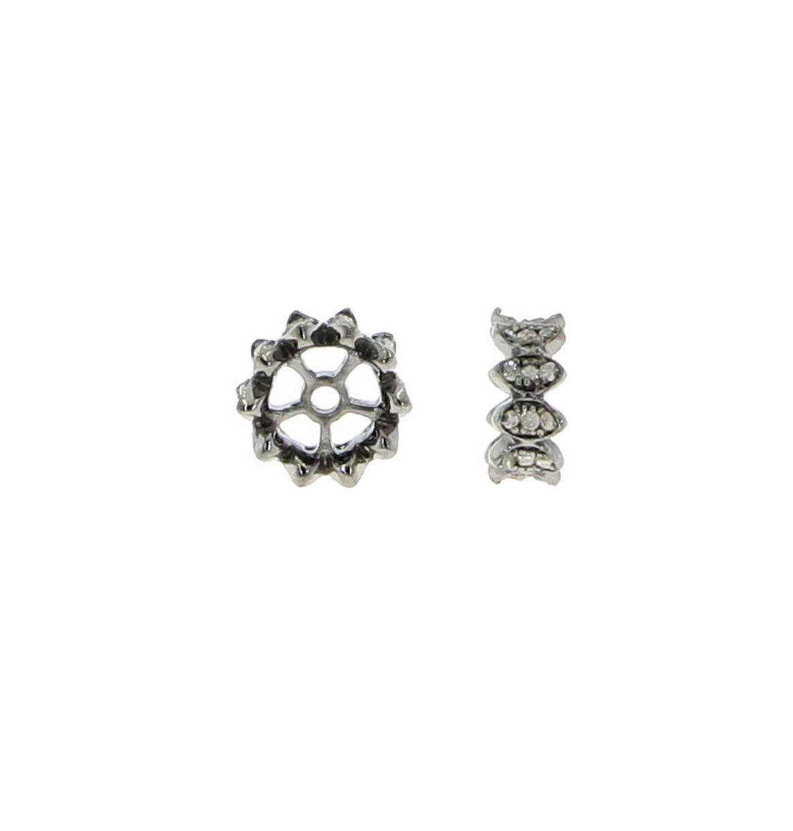 Spacer Silver Pave Diamond Beads, Donut Pave Diamond Beads