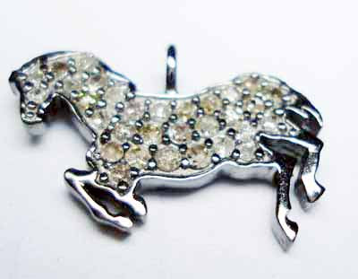 Horse Shape Diamond Charm .925 Oxidized Sterling Silver Diamond Charms, Genuine handmade pave diamond Charm Size 12x22 MM