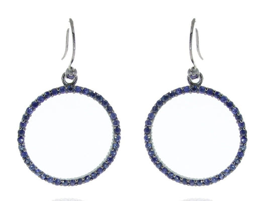 Circle Hoop Shape Blue Sapphire Earring