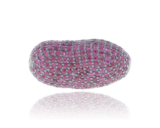 Nugget Long Oval Pave Beads in Ruby, Blue Sapphire & Tsvorite