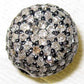 Coin Shape Silver Pave Diamond Beads