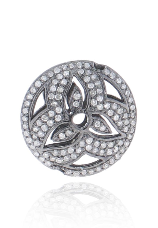 Coin Shape Filgree Pave Diamond Beads