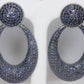 Oval Shape Silver Oxidized Earring with Diamonds