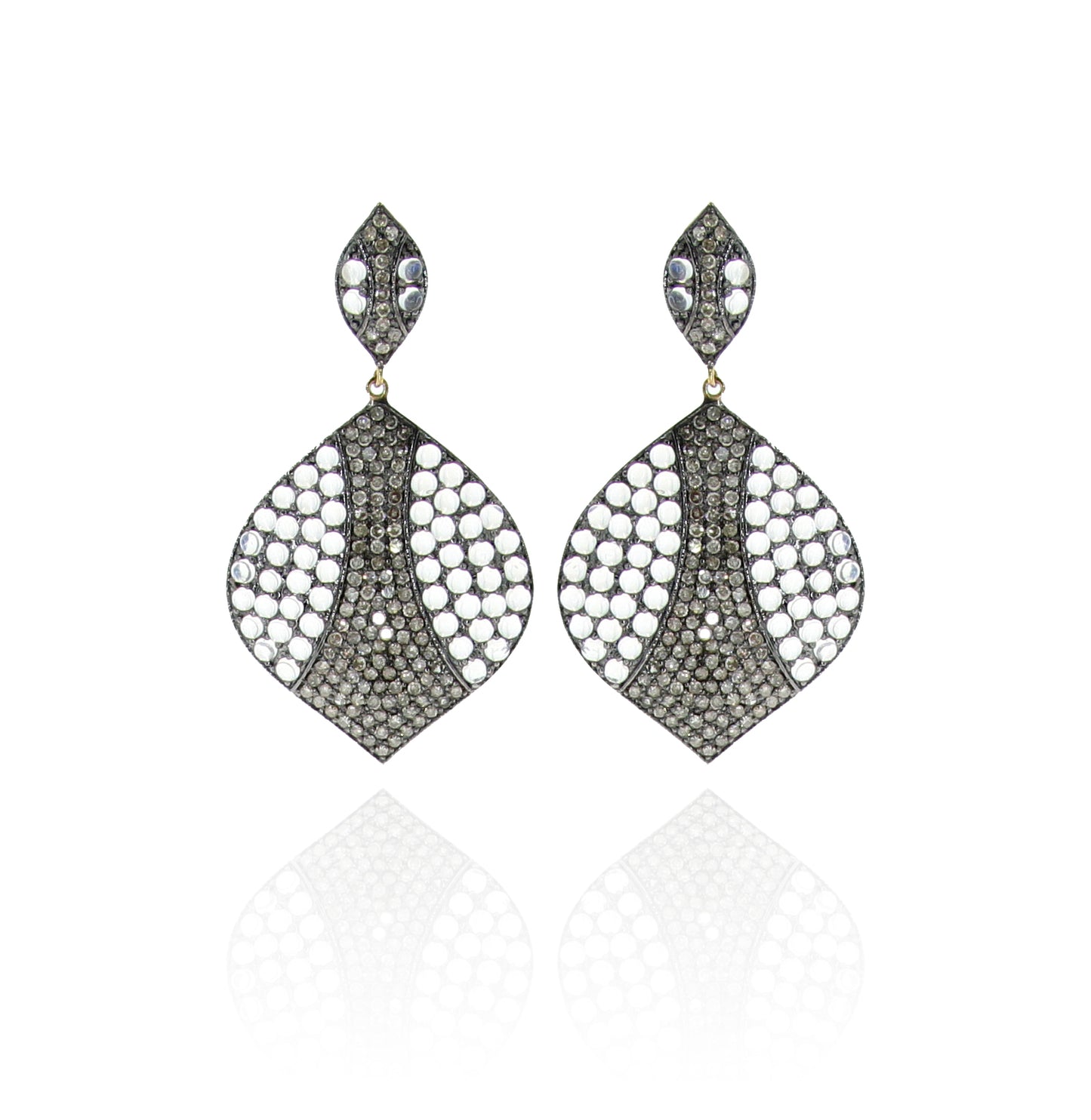 Earring Diamond and Rainbow Moonstone
